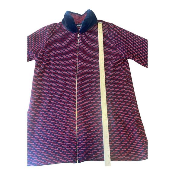 BLACK RIVET WOMENS LONG KNIT BLACK RED ZIP UP SWEATER AUTUMN COAT FAUX FUR~M - Picture 8 of 9